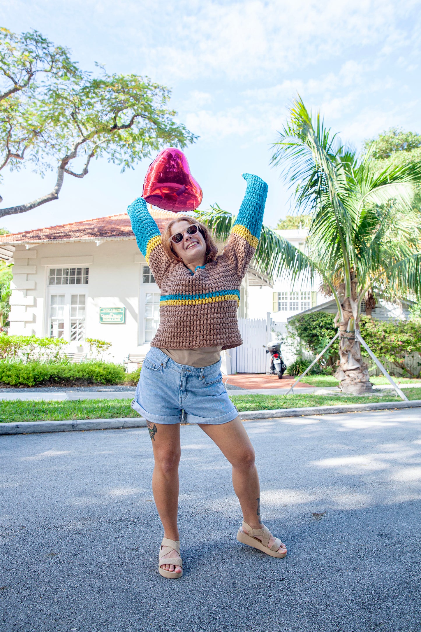 Handmade Crochet Sweater – Earthy Vibes & Sky Blue Smiles