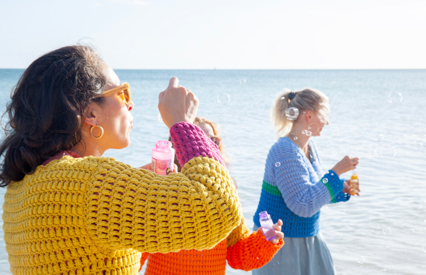 Sunshine & Hibiscus Handmade Crochet Sweater