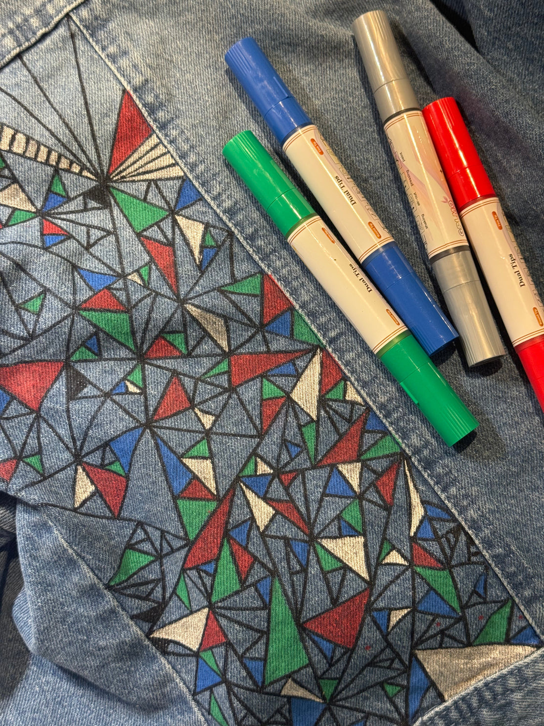 denim jacket +  fabric markers